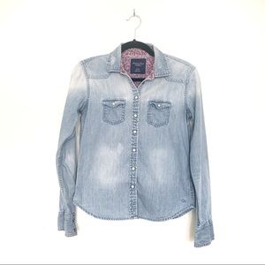 American Eagle Chambray Button Down Top XS